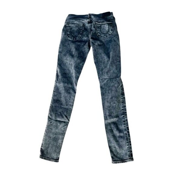 True Religion Women's Sz 25 Halle Moto Mid Rise Super Skinny Jeans Rebel Bleach - Picture 3 of 12